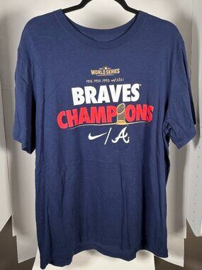 Nike Atlanta Braves 2021 World Series Champions T Shirt Blue XL MLB